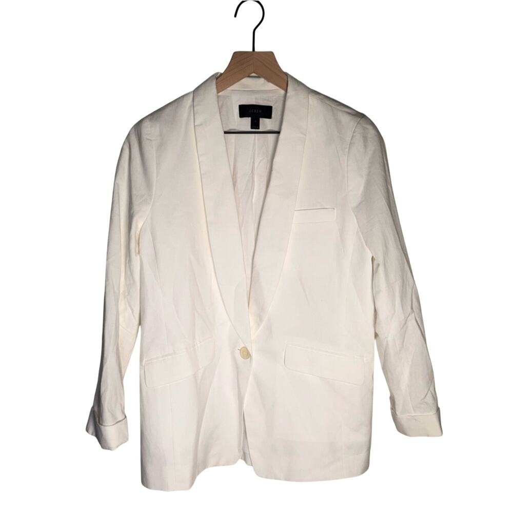 J. CREW linen blend minimalist classic single button summer work wear blazer 8